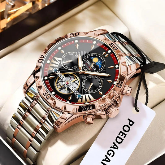 Automatic Skeleton Watch – Tourbillon Style with Full Calendar & Sapphire Crystal
