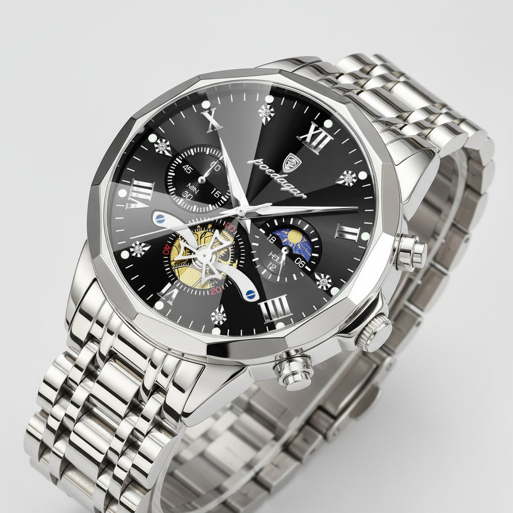 Premium Men's Chronograph Watch – Stainless Steel, Luminous, 3Bar Water‑Resistant