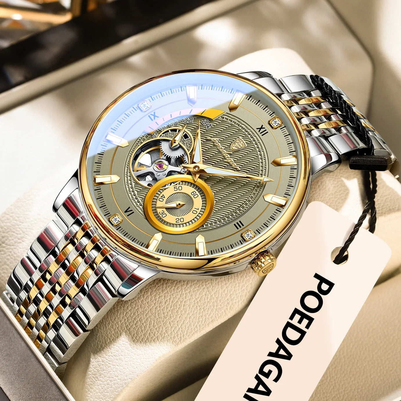 Automatic Skeleton Watch – Luminous Tourbillon Style with Sapphire Crystal
