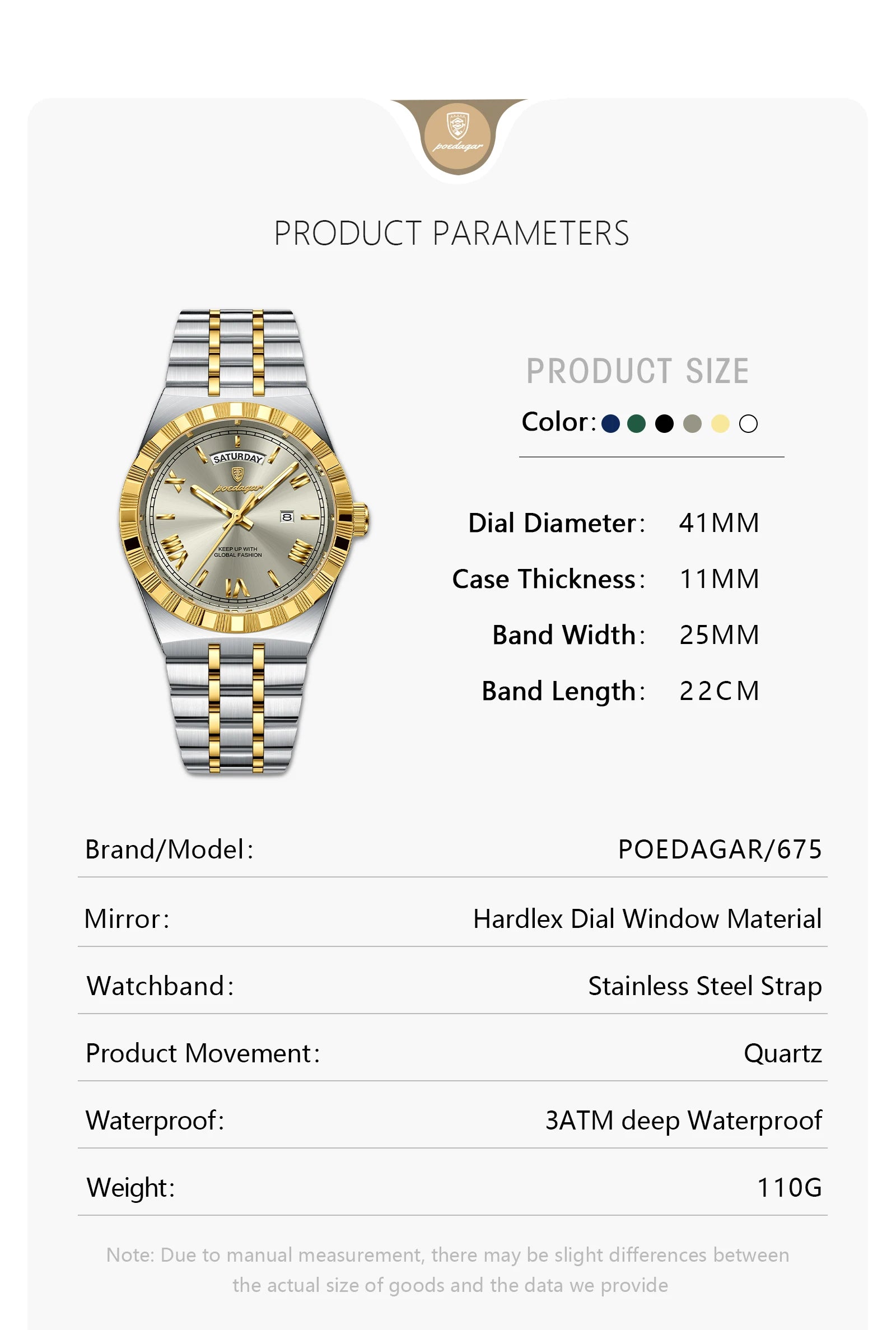 Full Calendar Business Watch – Roman Numeral Dial with Hidden Clasp