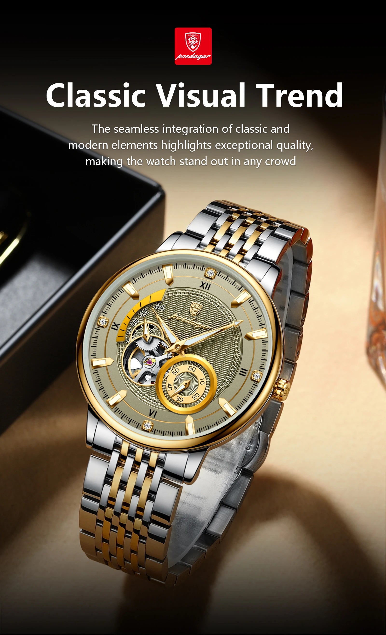 Automatic Skeleton Watch – Luminous Tourbillon Style with Sapphire Crystal