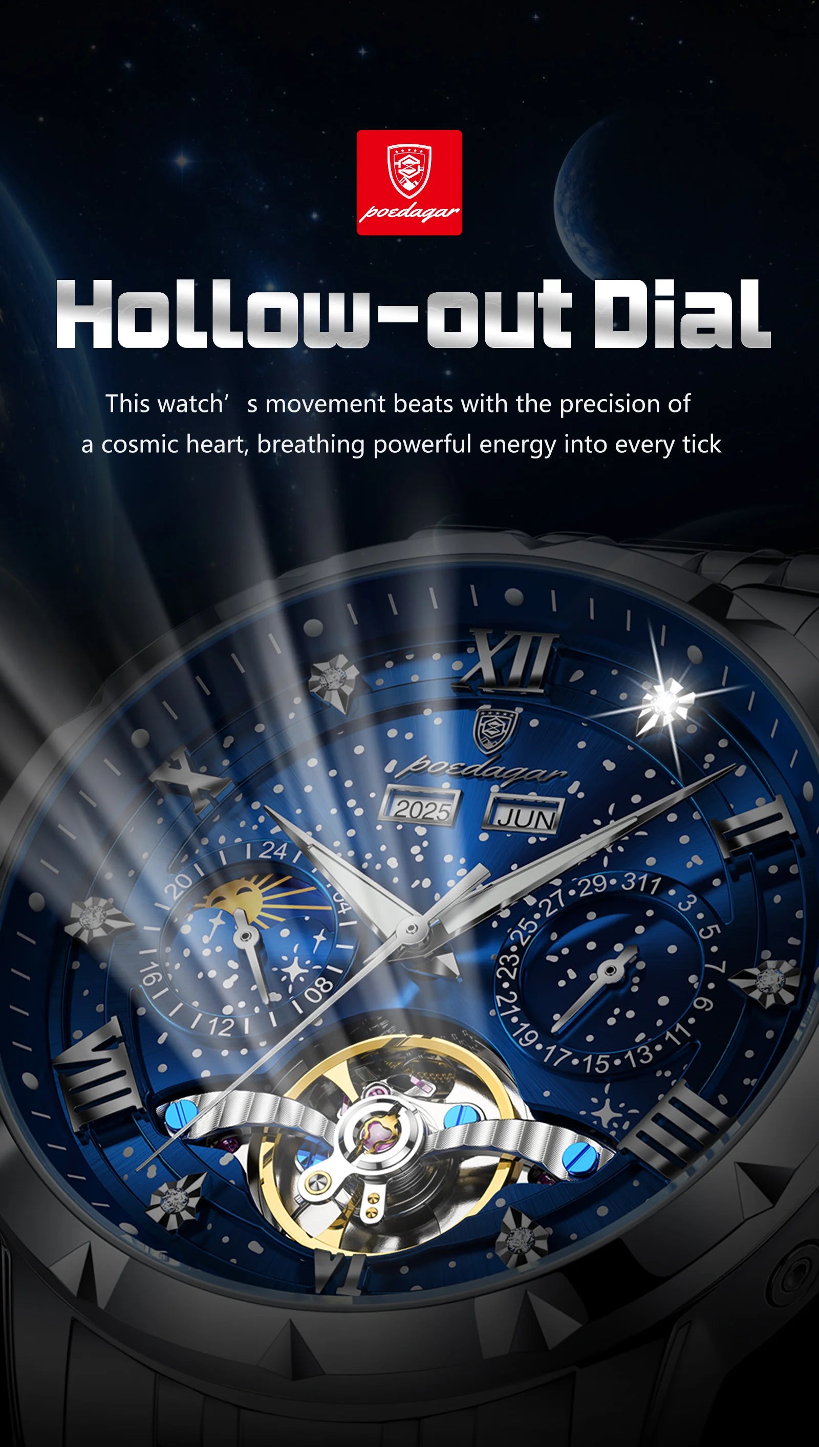 Automatic Skeleton Watch – Roman Numeral Dial with Tourbillon Style