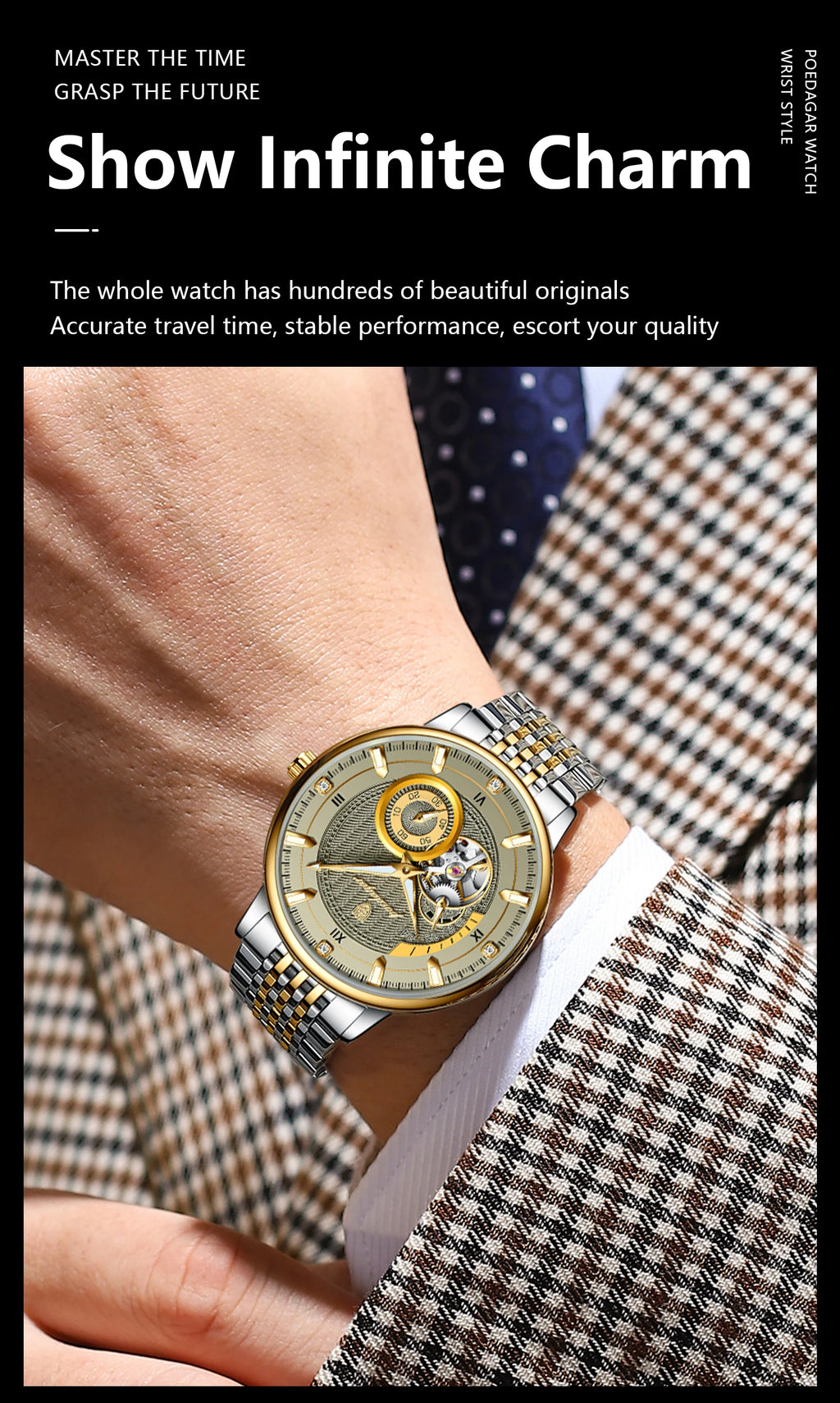 Automatic Skeleton Watch – Luminous Tourbillon Style with Sapphire Crystal