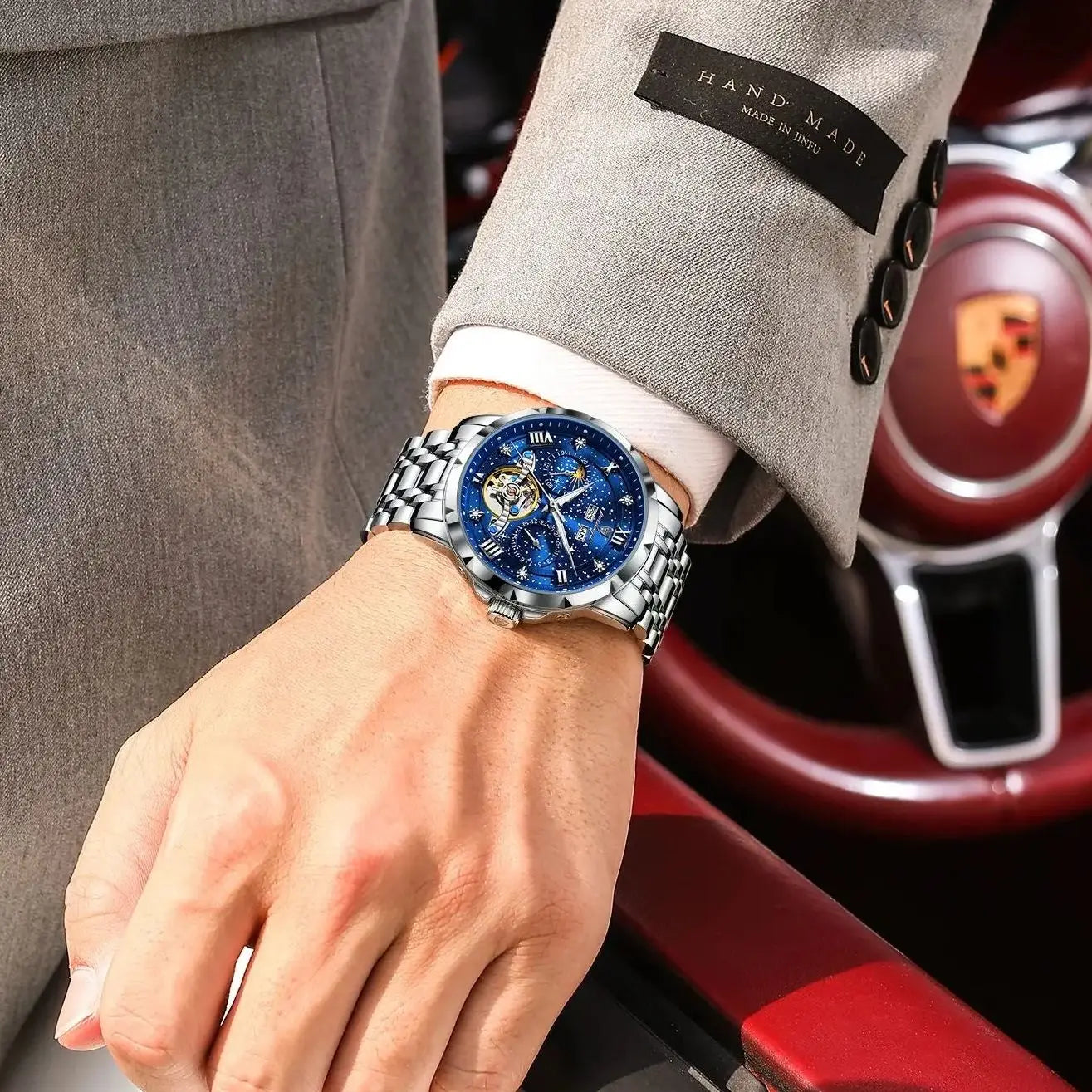 Automatic Skeleton Watch – Roman Numeral Dial with Tourbillon Style