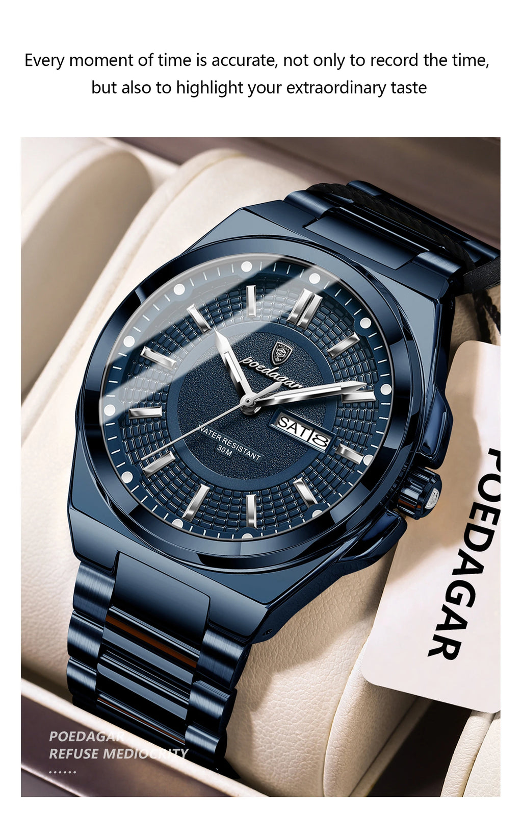 Premium Stainless Steel Chronograph – Day & Date, Luminous, Quartz