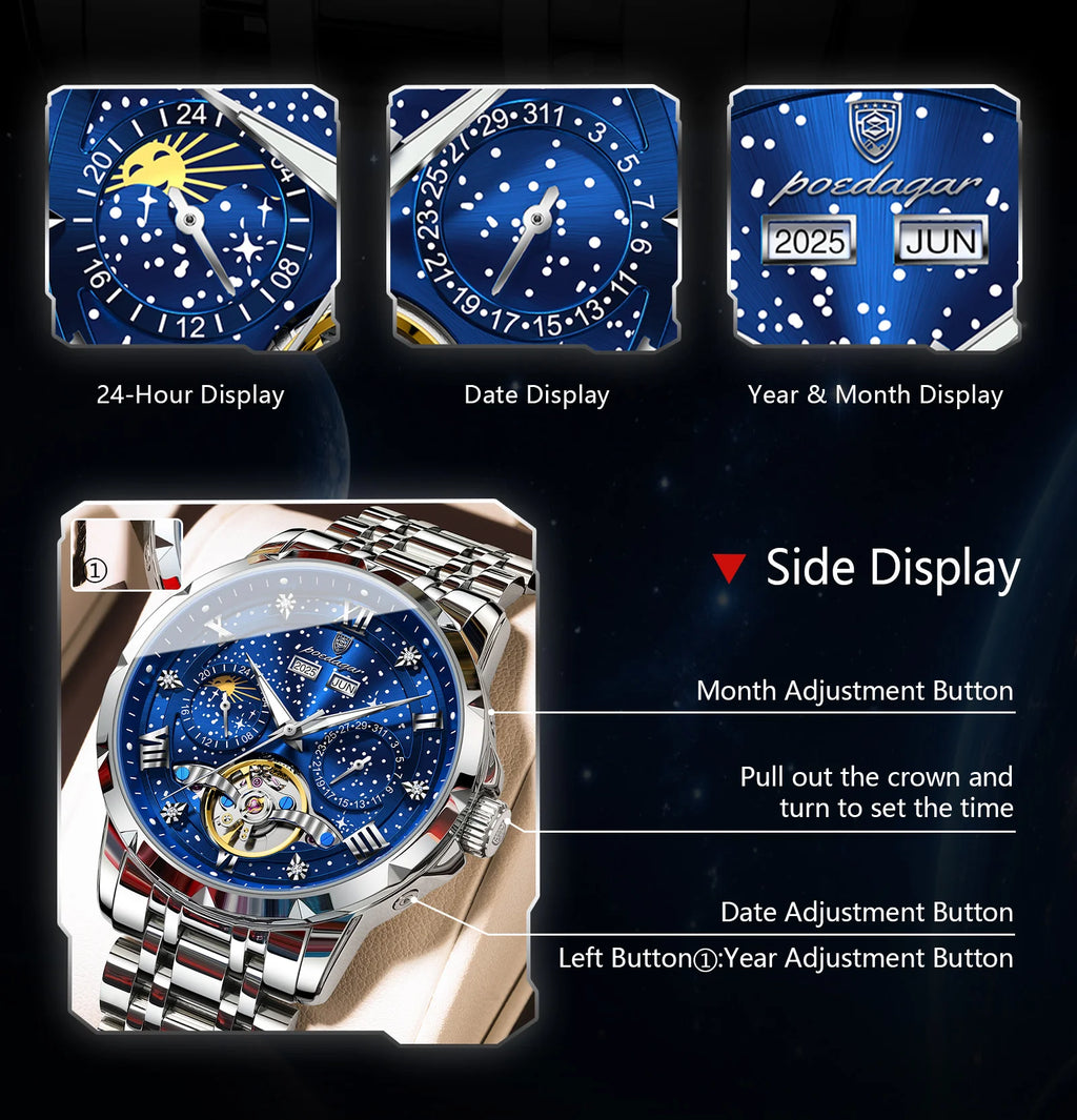 Automatic Skeleton Watch – Roman Numeral Dial with Tourbillon Style