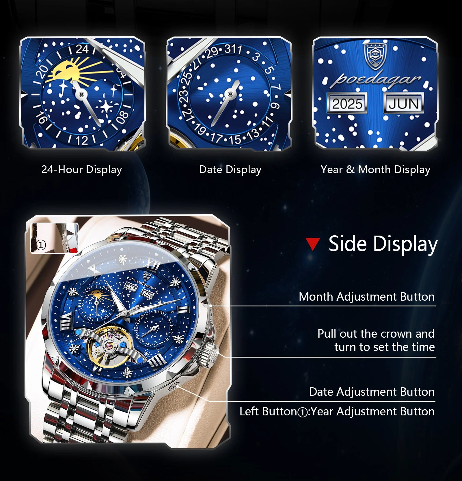 Automatic Skeleton Watch – Roman Numeral Dial with Tourbillon Style