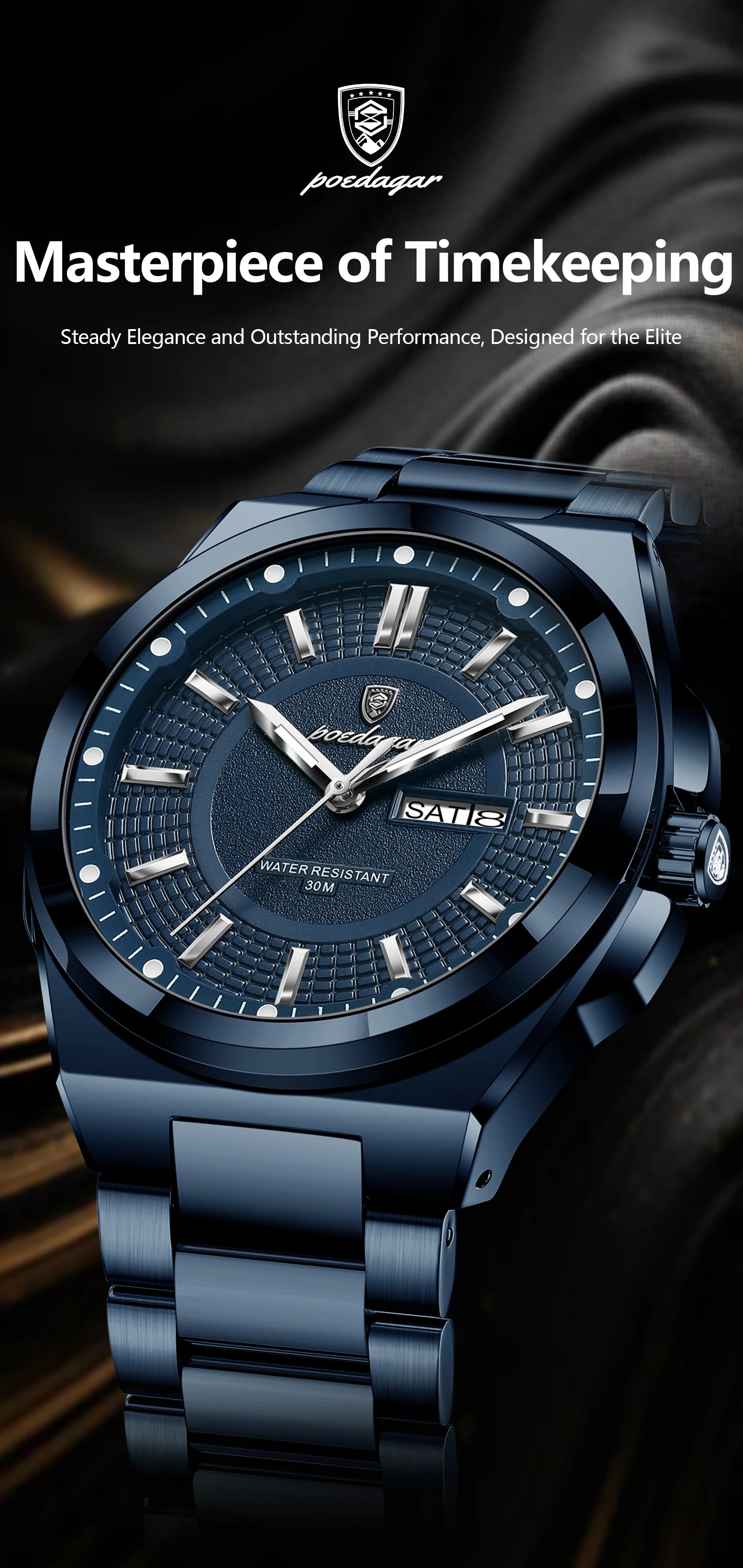 Premium Stainless Steel Chronograph – Day & Date, Luminous, Quartz