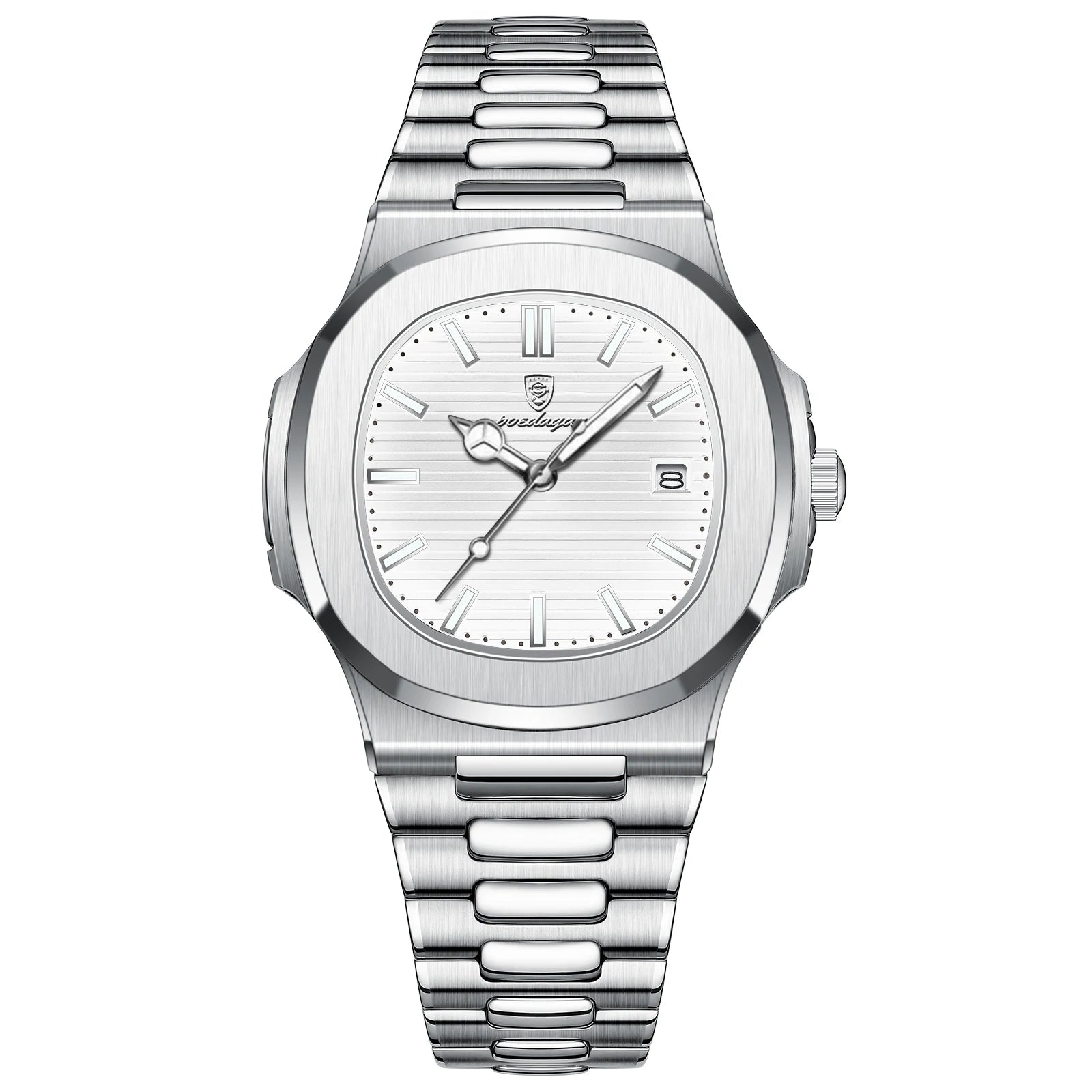 Square Business Watch – Luminous Numberless Dial with Hidden Clasp