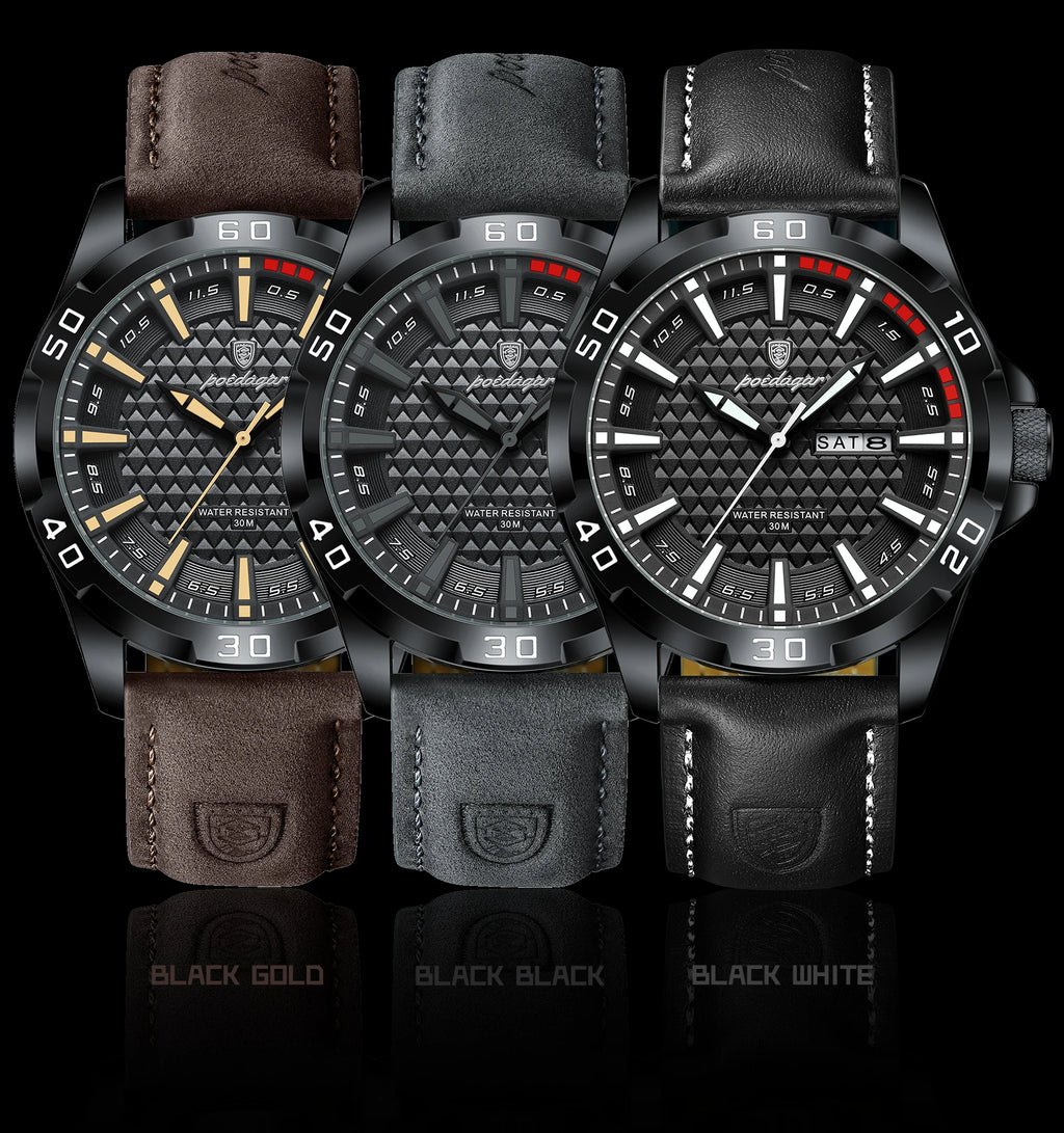 Large Arabic Dial Watch – Full Calendar with Leather Strap