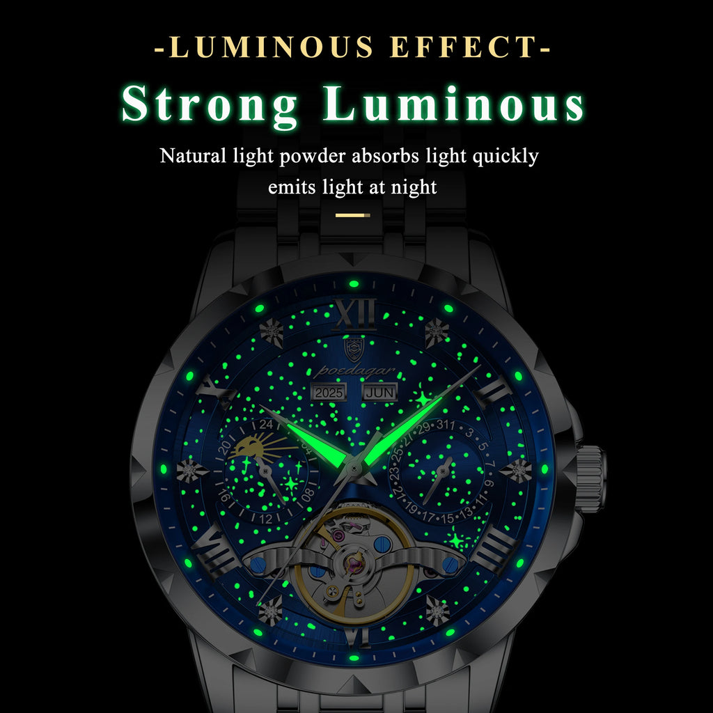 Automatic Skeleton Watch – Roman Numeral Dial with Tourbillon Style