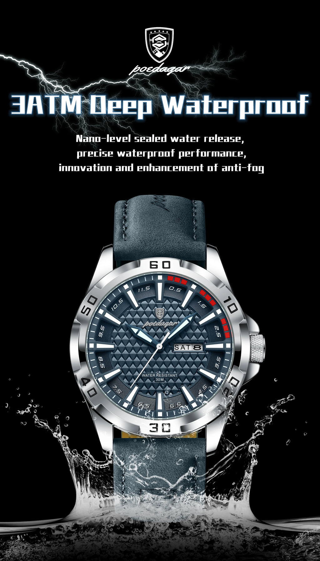 Large Arabic Dial Watch – Full Calendar with Leather Strap