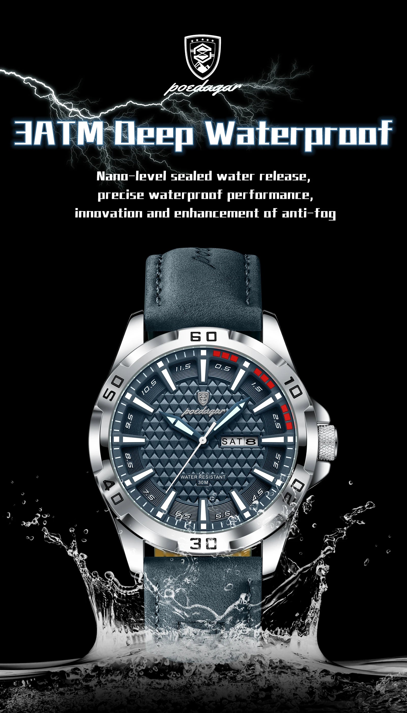 Large Arabic Dial Watch – Full Calendar with Leather Strap