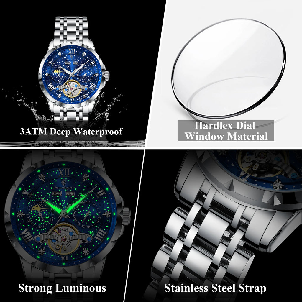Automatic Skeleton Watch – Roman Numeral Dial with Tourbillon Style