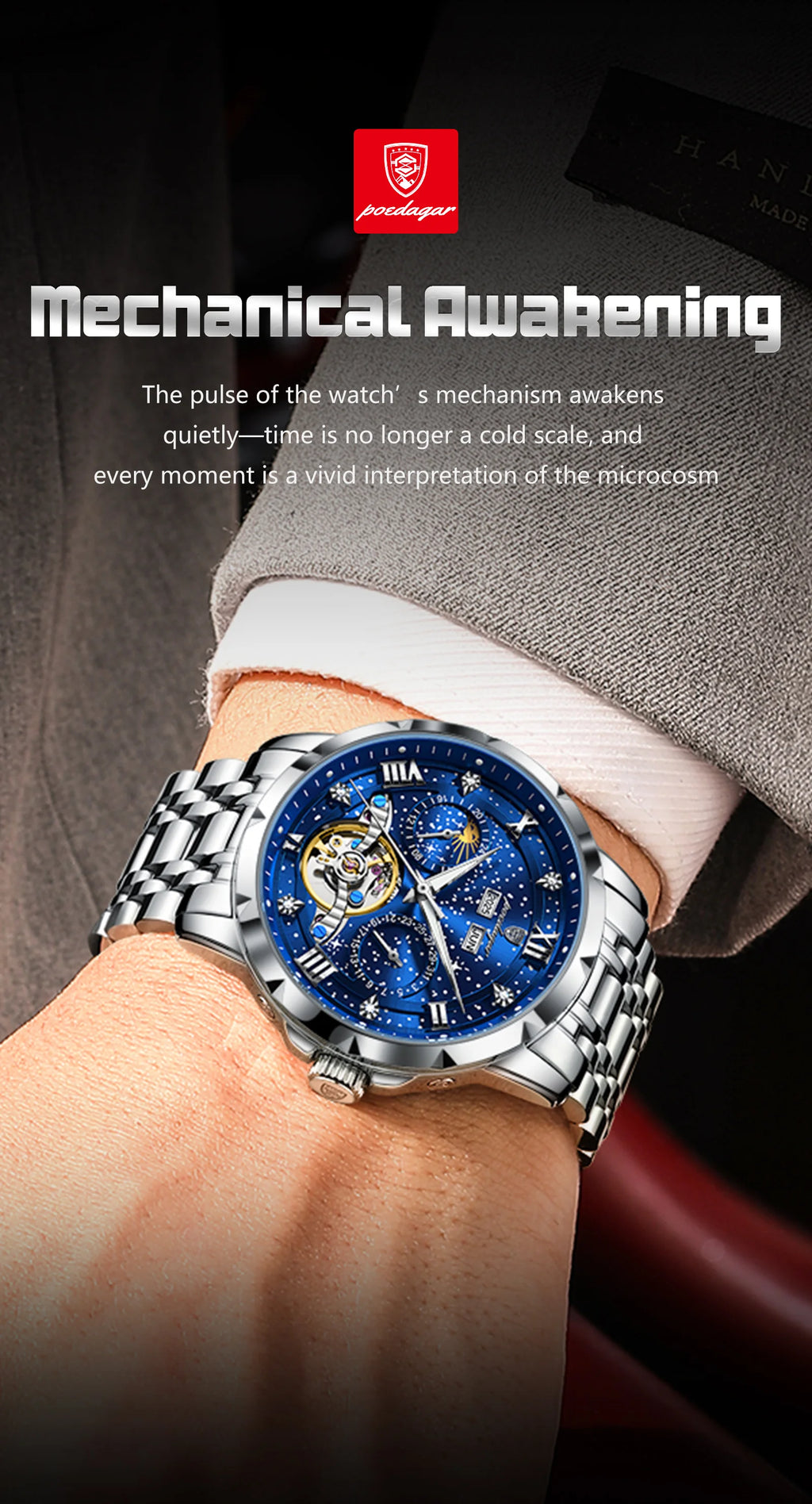 Automatic Skeleton Watch – Roman Numeral Dial with Tourbillon Style