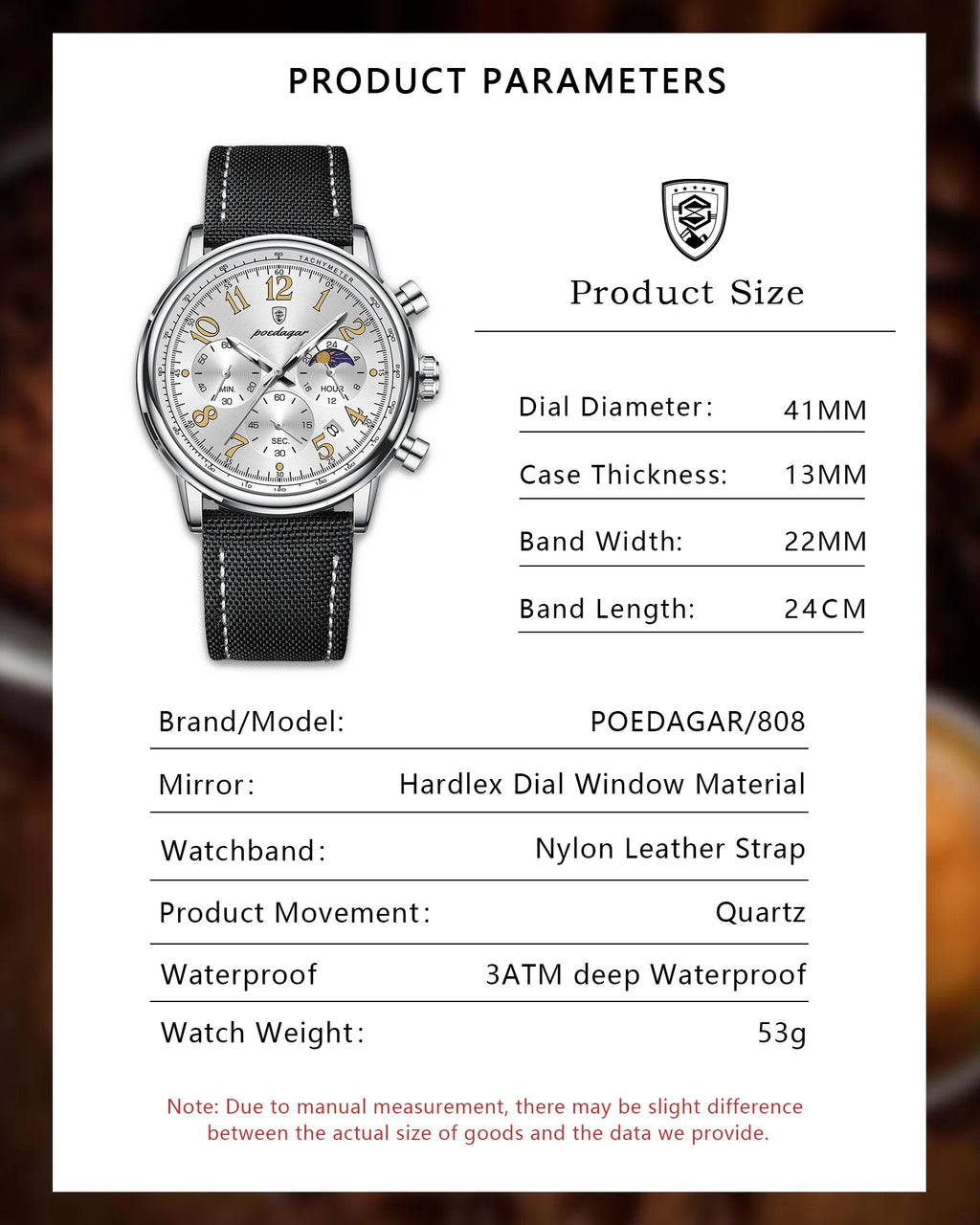 Classic Chronograph Watch – Luminous Arabic Dial with Nylon Strap