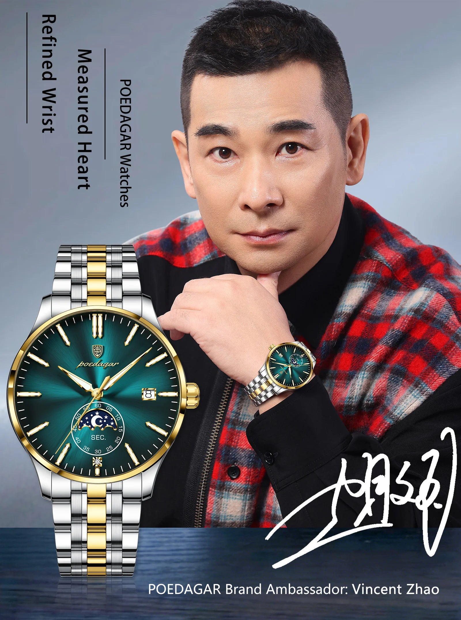 Round Business Chronograph – Slim Stainless Steel Watch with Luminous Hands & Date