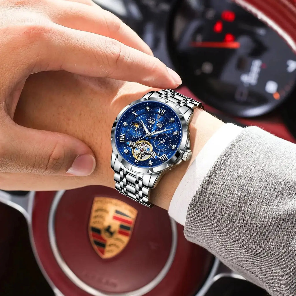 Automatic Skeleton Watch – Roman Numeral Dial with Tourbillon Style