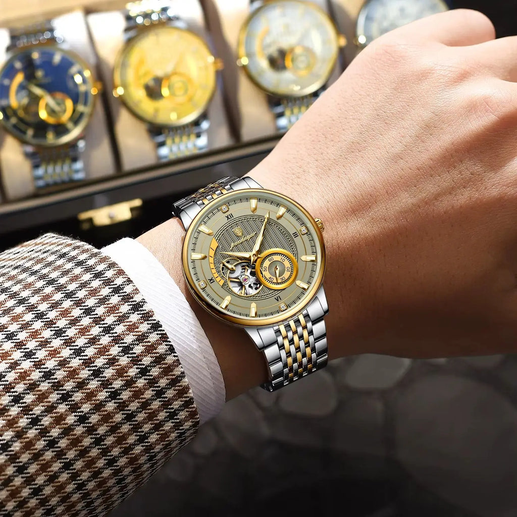 Automatic Skeleton Watch – Luminous Tourbillon Style with Sapphire Crystal