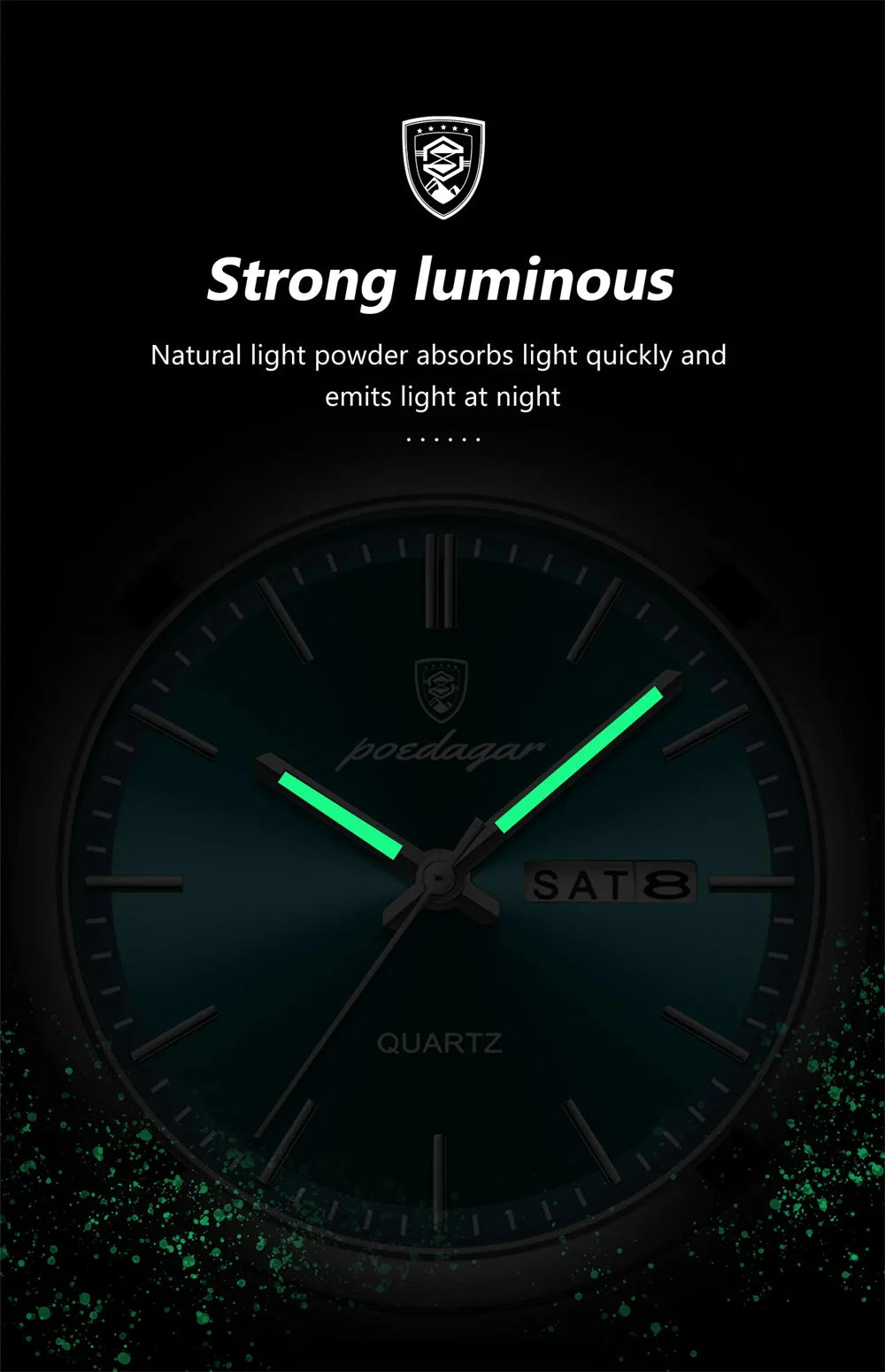 Minimalist Sport Watch – Full Calendar, Luminous Markers & Metal Strap