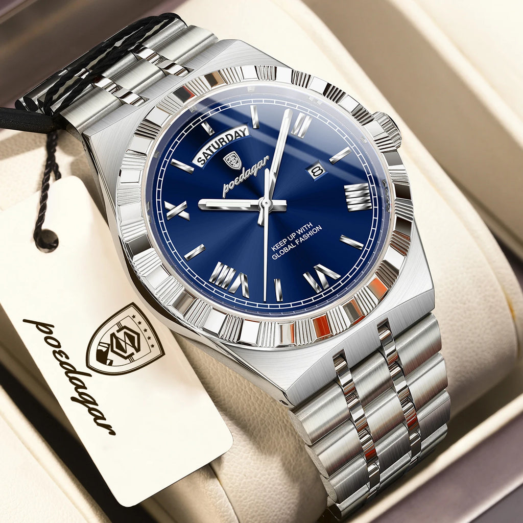 Full Calendar Business Watch – Roman Numeral Dial with Hidden Clasp
