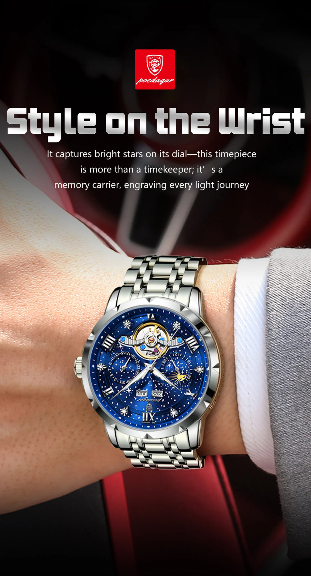 Automatic Skeleton Watch – Roman Numeral Dial with Tourbillon Style