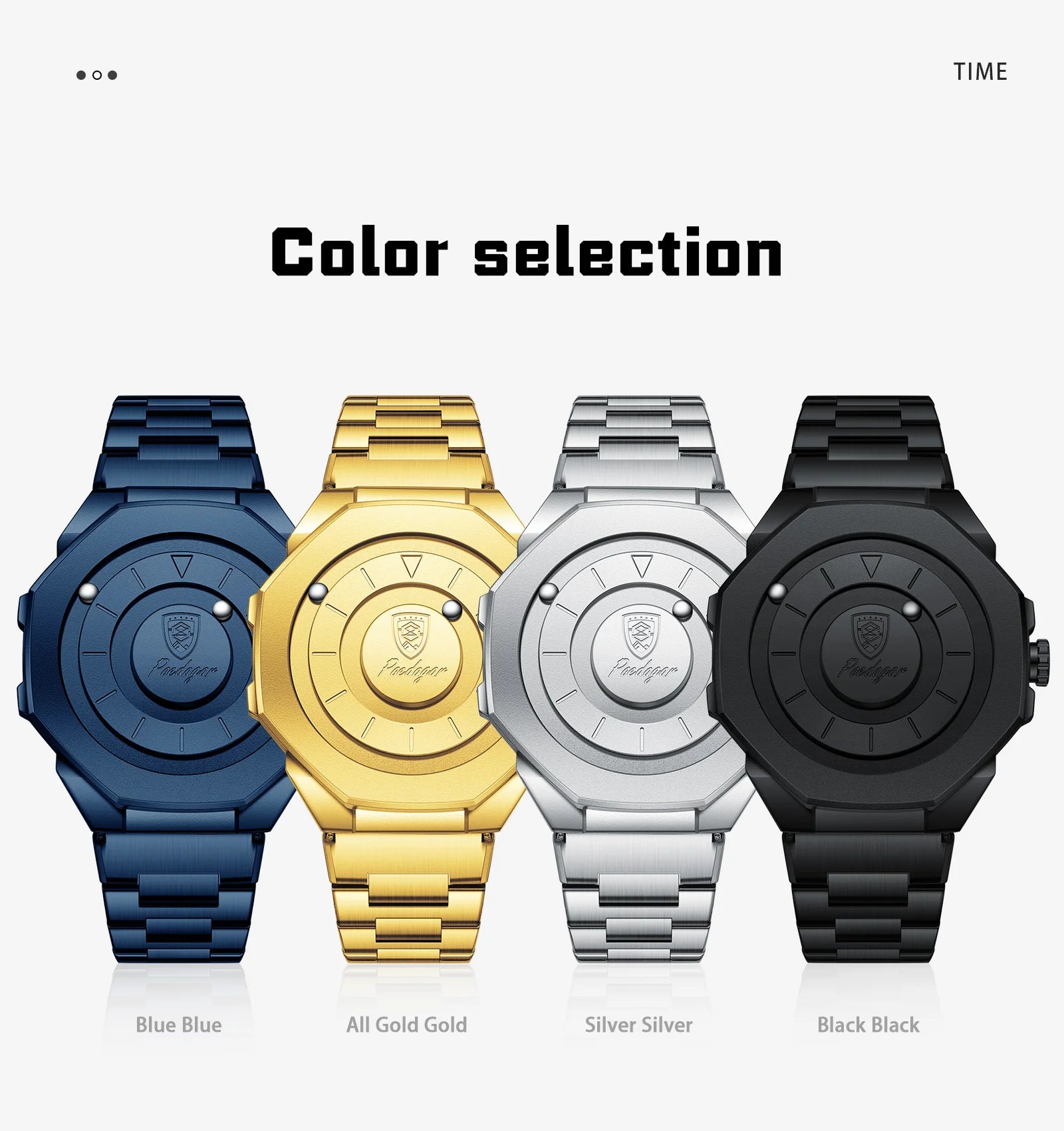 Sculpted Irregular Sport Watch – Large Numberless Dial with Hidden Clasp Bracelet