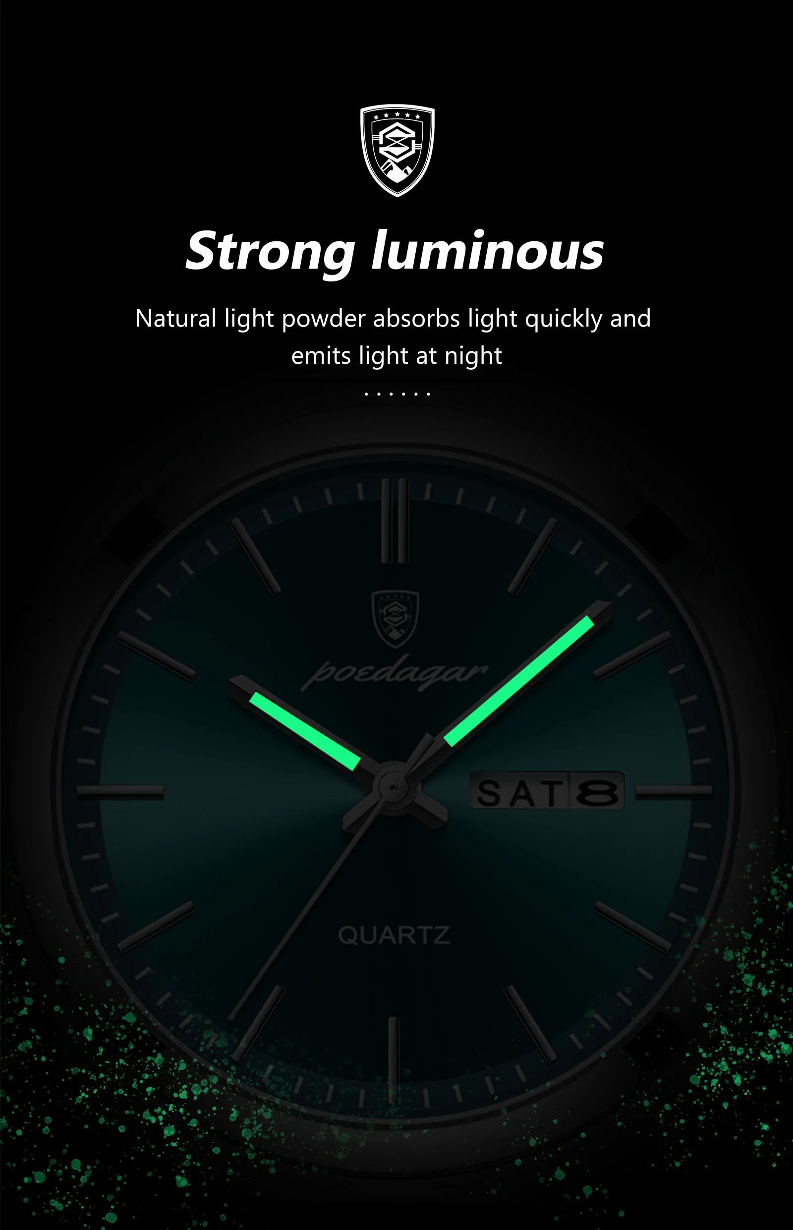Full Calendar Sport Watch – Luminous Dial with Hidden Clasp Bracelet