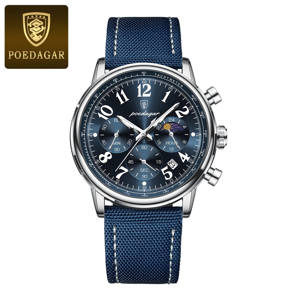 Classic Chronograph Watch – Luminous Arabic Dial with Nylon Strap